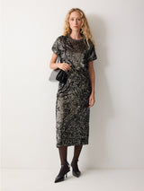 Metallic Sequin T-shirt | Da | Dark Silver