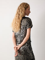 Metallic Sequin T-shirt | Da | Dark Silver
