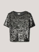 Metallic Sequin T-shirt | Da | Dark Silver