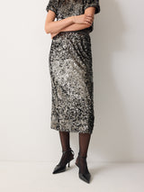 Metallic Sequin Skirt | Da | Dark Silver