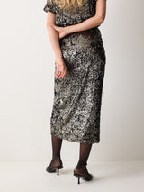Metallic Sequin Skirt | Da | Dark Silver