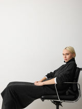 Overlap Seam Detail Skirt | Charcoal