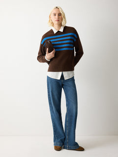 Stripe Guernsey Jumper | Brown