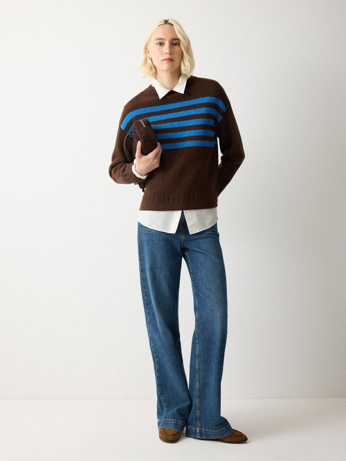 Stripe Guernsey Jumper | Brown