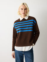 Stripe Guernsey Jumper | Brown