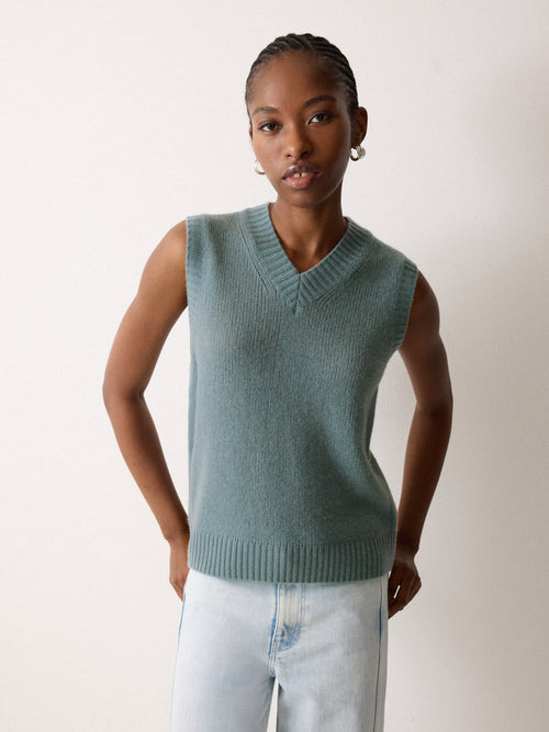 Cloud Cashmere V Tank | Blue