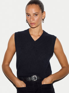 Cloud Cashmere V Neck Tank | Navy