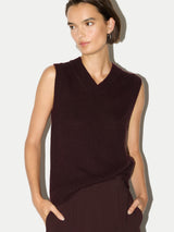 Cloud Cashmere V Neck Tank | Burgundy