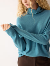 Wool Blend Cocoon Turtle Neck Jumper | Blue