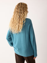 Wool Blend Cocoon Turtle Neck Jumper | Blue