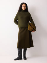 Wool Blend Cocoon Turtle Neck Jumper | Khaki