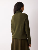 Wool Blend Cocoon Turtle Neck Jumper | Khaki
