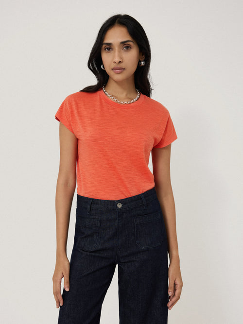 Harlech Cap Sleeve Top | Orange