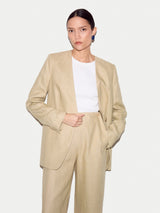 Irish Linen Edge To Edge Blazer | Sand