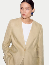Irish Linen Edge To Edge Blazer | Sand