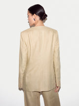 Irish Linen Edge To Edge Blazer | Sand