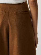 Wool High Waist Pleat Trouser | Brown