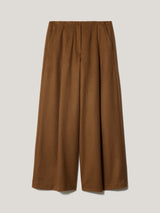 Wool High Waist Pleat Trouser | Brown