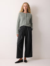 Wool High Waist Pleat Trouser | Grey
