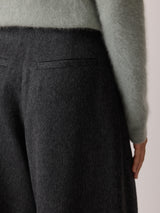 Wool High Waist Pleat Trouser | Grey