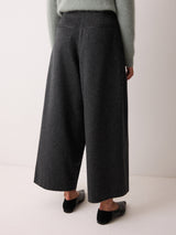 Wool High Waist Pleat Trouser | Grey