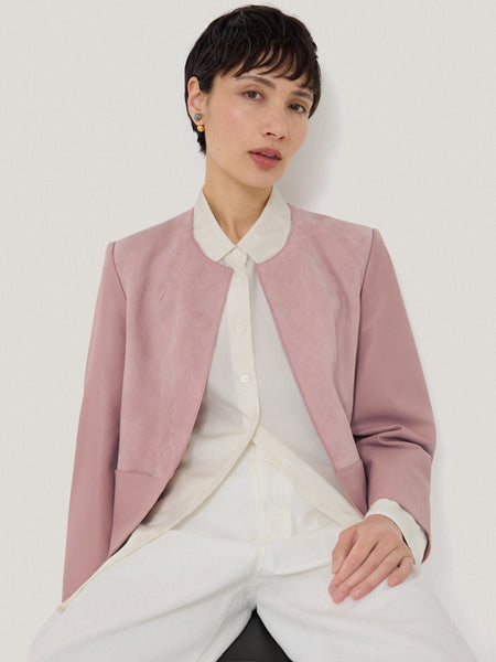 Nakoa Leather Mix Jacket Pink – Jigsaw