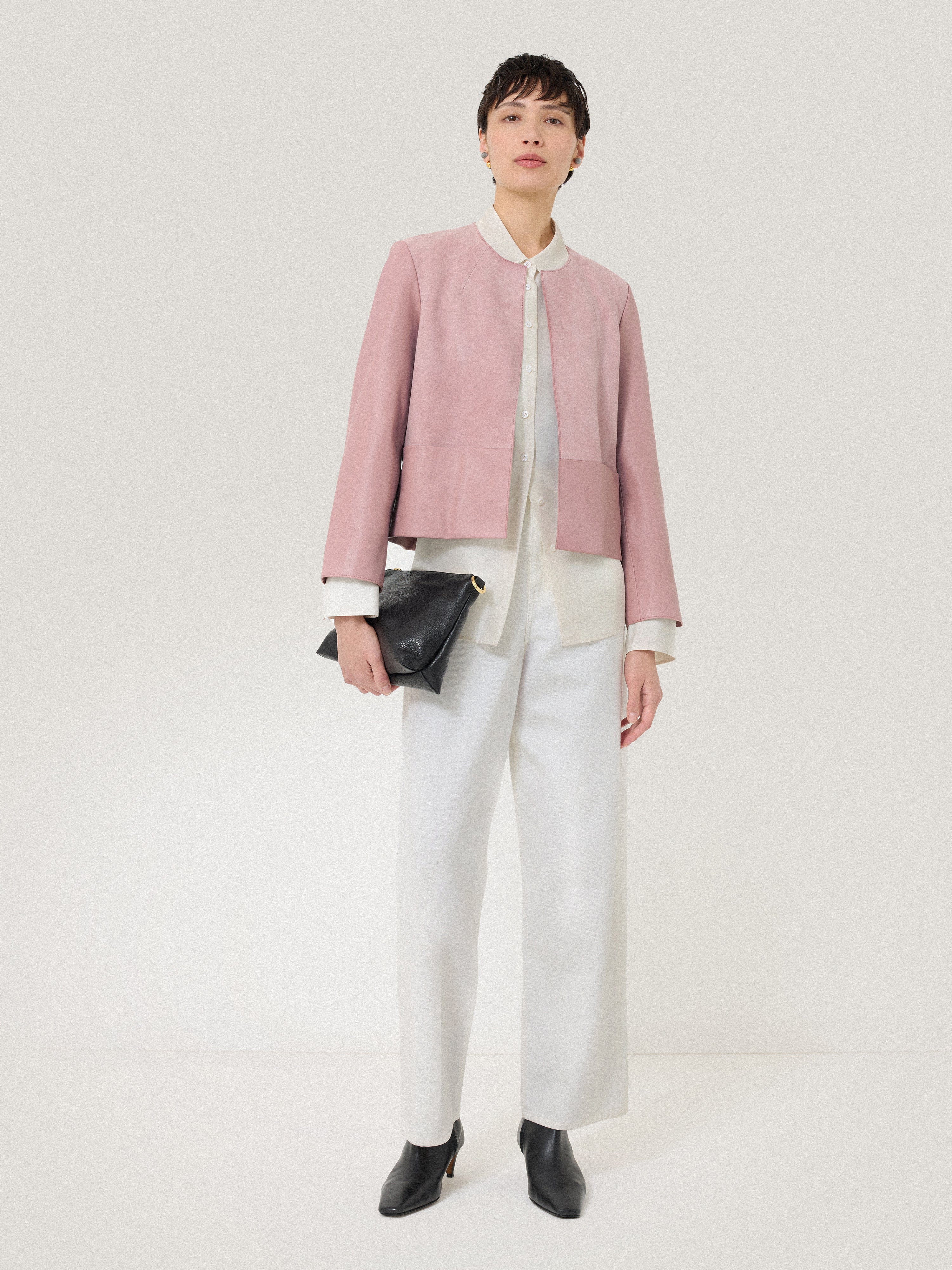 Nakoa Leather Mix Jacket | Pink – Jigsaw