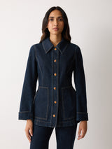 Denim Tailored Panelled Jacket | Indigo