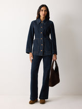 Denim Tailored Panelled Jacket | Indigo