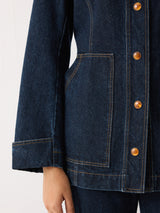 Denim Tailored Panelled Jacket | Indigo