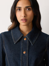 Denim Tailored Panelled Jacket | Indigo