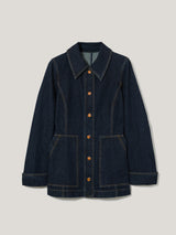 Denim Tailored Panelled Jacket | Indigo