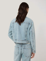 Gwen Denim Collarless Jacket | Light Blue Wash