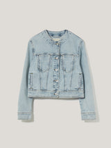 Gwen Denim Collarless Jacket | Light Blue Wash