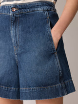 Finton Denim Seam Detail Short | Blue