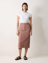 Cole Denim Midi Skirt | Washed Pink
