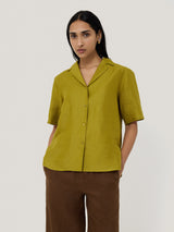 Linen Casual Collar Shirt | Green
