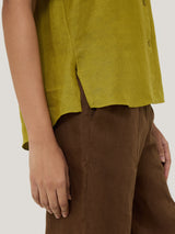 Linen Casual Collar Shirt | Green