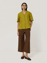 Linen Casual Collar Shirt | Green