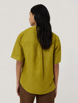 Linen Casual Collar Shirt | Green