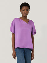 Asymmetric Neck Drape Top | Purple