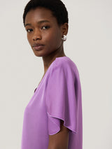 Asymmetric Neck Drape Top | Purple