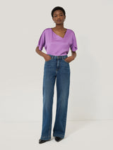 Asymmetric Neck Drape Top | Purple