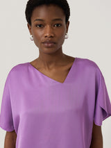 Asymmetric Neck Drape Top | Purple