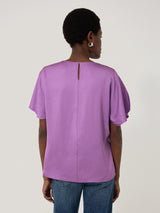 Asymmetric Neck Drape Top | Purple