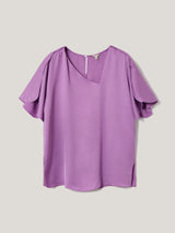 Asymmetric Neck Drape Top | Purple