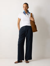 Linen Drawstring Trouser | Navy