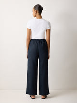 Linen Drawstring Trouser | Navy