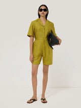 Linen Bermuda Short | Green