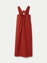 Flower Applique Cotton Dress | Red